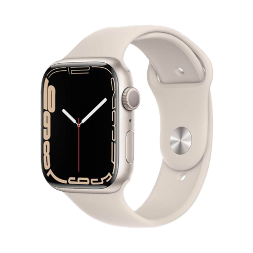 Smartwatch with a white band on a white background
