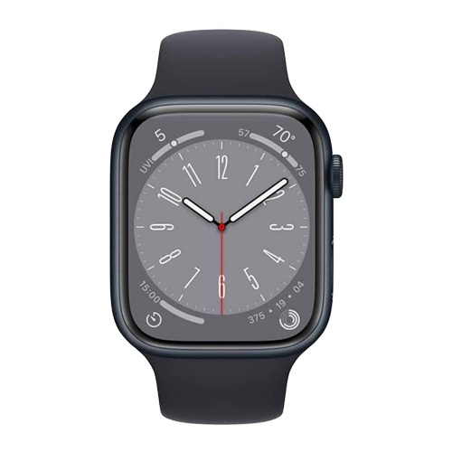 Smartwatch with a black band on a white background