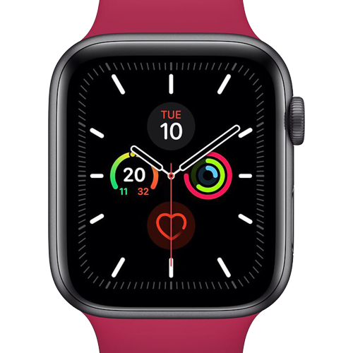 Smartwatch with a red band on a white background