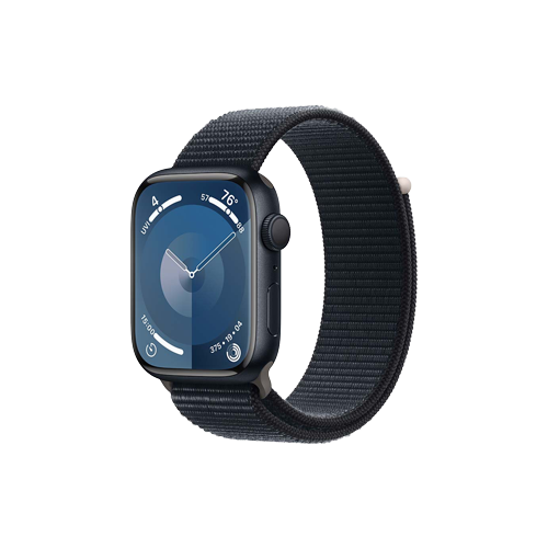 Smartwatch with a black band on a white background
