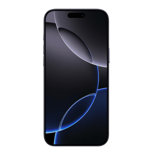 Smartphone with a reflective screen on a white background