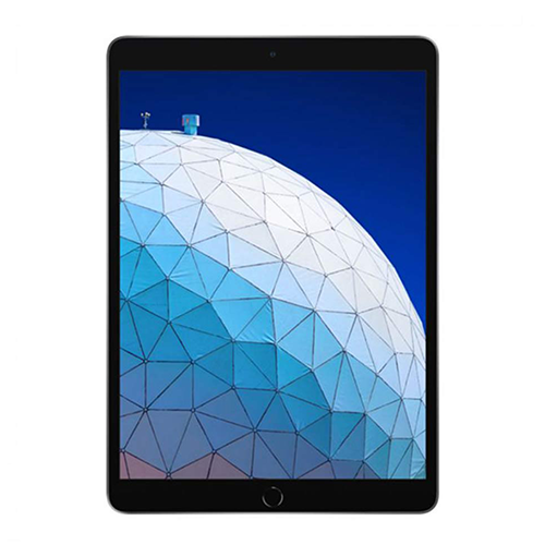Tablet with a geometric blue and white dome design on the screen