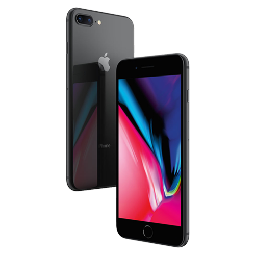 Two black smartphones, one showing the back and the other displaying a colorful screen, on a white background.