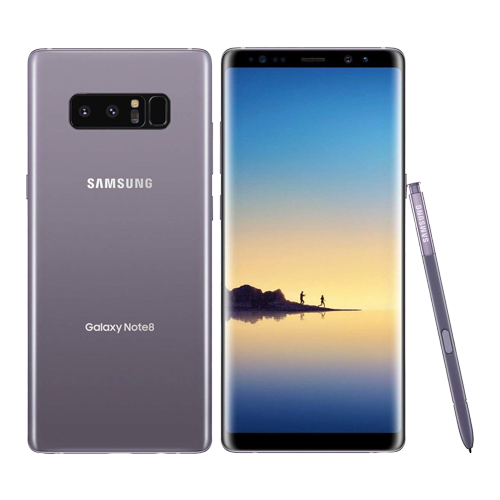 Samsung Galaxy Note8 phone with pen on a white background