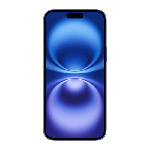 Blue smartphone with a gradient effect on a white background