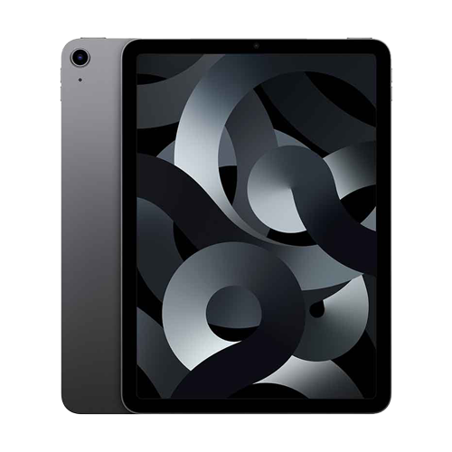 Black tablet with abstract design on screen on a white background