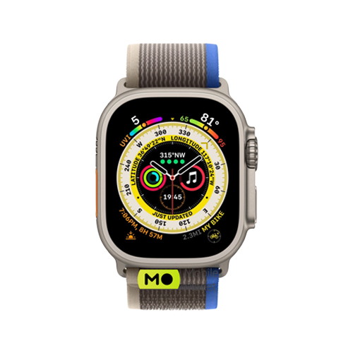 Smartwatch with a colorful display on a white background