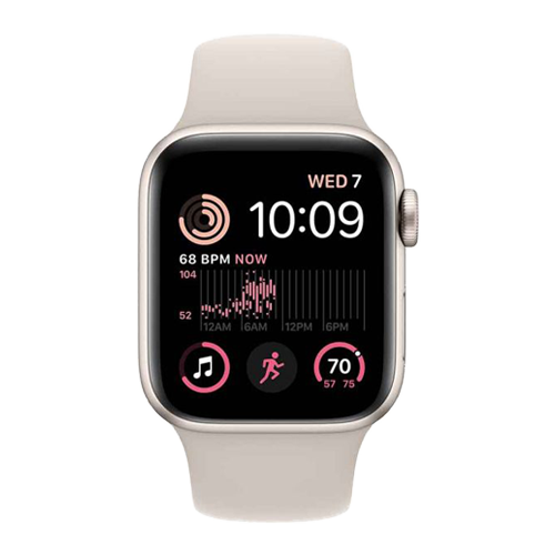 Smartwatch with a fitness app display on a white background