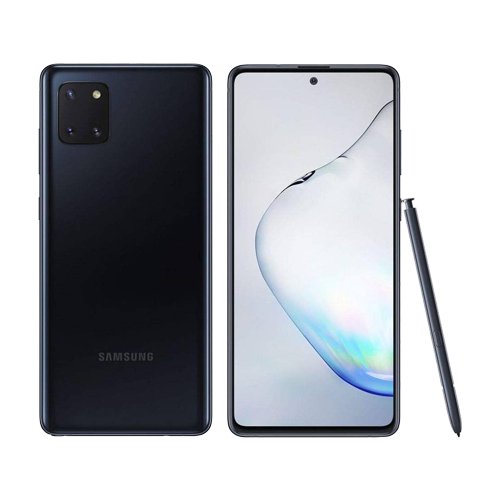Samsung smartphone with stylus on a white background
