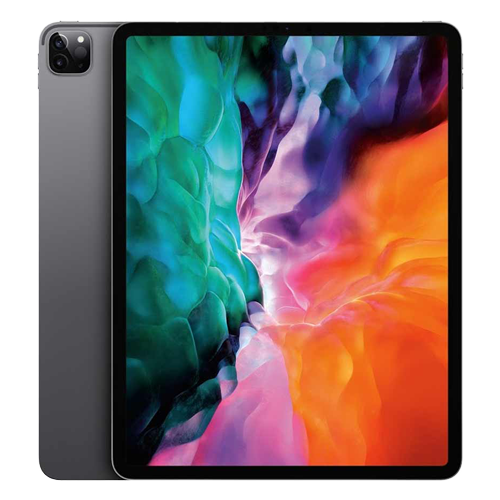 Tablet with colorful display on a white background