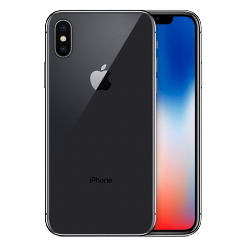 Black iPhone X showing back and front on a white background