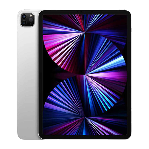 Tablet with colorful display on a white background