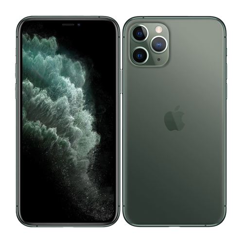 Green Apple smartphone showing front and back on a white background