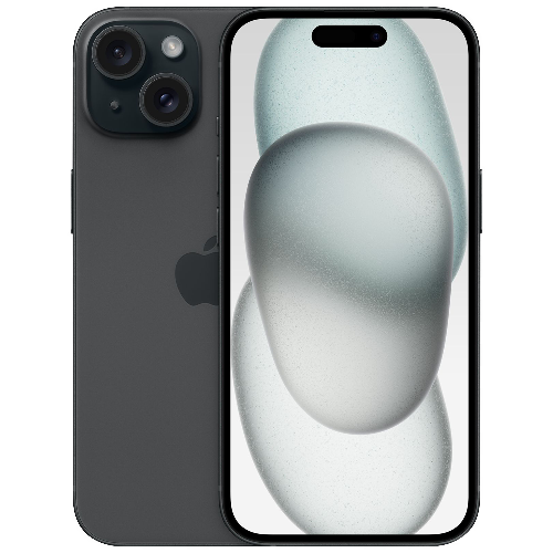 Black smartphone with a reflective screen on a white background