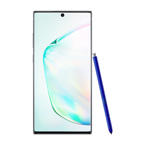 Smartphone with stylus on a white background