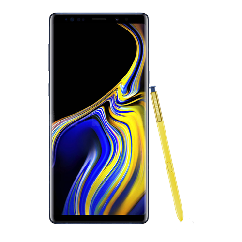 Smartphone with stylus on a white background